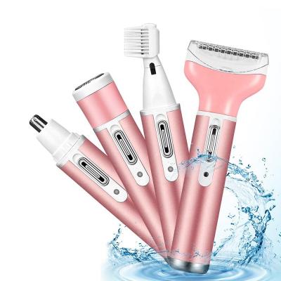 China Household 4 in1 Portable Multifunctional Waterproof Female Electric Shaving Razor for Women for sale