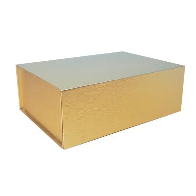 China Handmade Custom Elegant Flat Pack Magnetic Closure Gold Cardboard Gift Box Magnetic Bulk Gift Packaging Magnetic Folding Box for sale