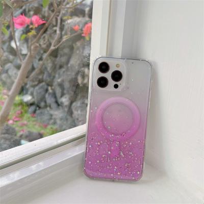 China Soft Clear Epoxy Shockproof Magnetic Gradient Glitter Silicone Phone Case For iPhone 14promax 13 pro Max Phone Cover for sale