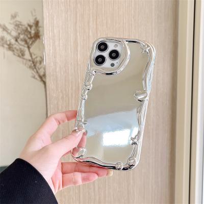 China Luxury 2023 Shockproof Electroplate Silver Irregular Heart Plated Phone Case For iPhone 14 Pro 13 12 Max 11 Phone Case for sale