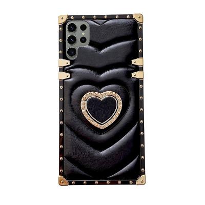 China Shockproof Rugged Shockproof Skin Cover Case With Ring Holder 3d Heart Design Ring Stand Case For Samsung for sale