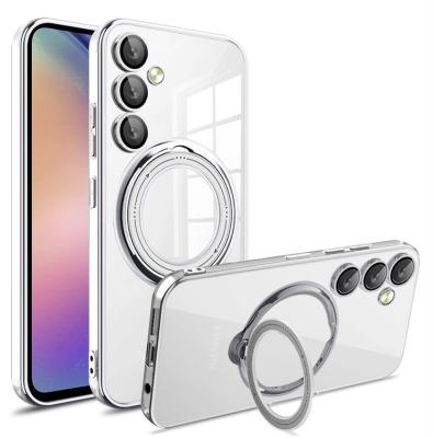 China Shockproof Soft Plating TPU Case For Samsung Galaxy A32 A52 A13 A14 A54 A34 A23 A24 A12 Lens Cases With Magnetic Ring Cover for sale