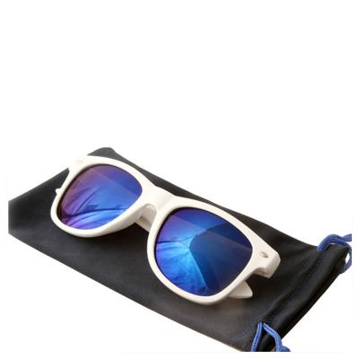 China Custom Logo Promotional Sunglasses White Sunglasses With Blue Mirror Lens Mirror Coating Sunglasses Blue Mirror Sunglasses for sale