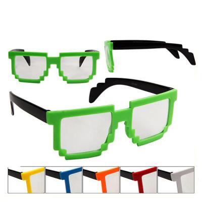 China Novelty Novelty Gamer Geek Graphics Mosaic Square Pixel Sun Glasses Plastic Pixelated 8-Bit Sunglasses for sale