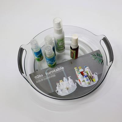 China Viable Turntable Storage Box Transparent Revolving Case For Kitchen Round Organization Plastic Container for sale