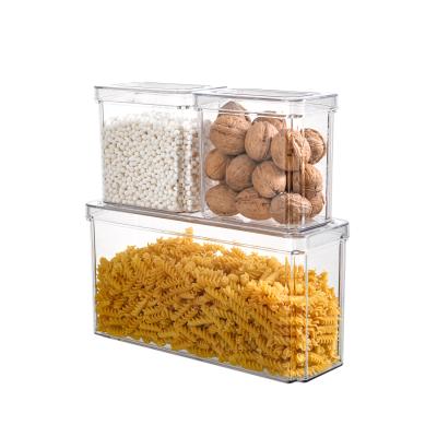 China 3pcs Sustainable Rectangular Refrigerator Storage Box PET Frozen Food Crisper With Lid for sale