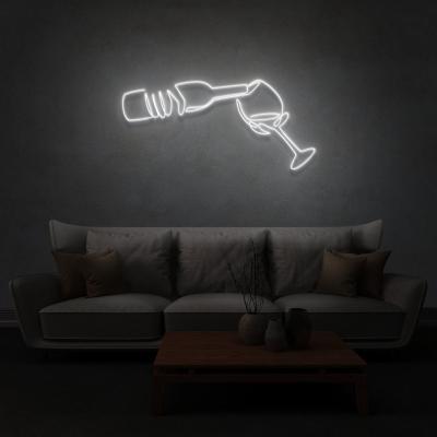 China DC12V Low Voltage Bar Restaurant Bar Restaurant Office Living Room Home Wall Decoration Safe Cafe Studio Lights Wine and Wine Glass Led Neon Sign for sale