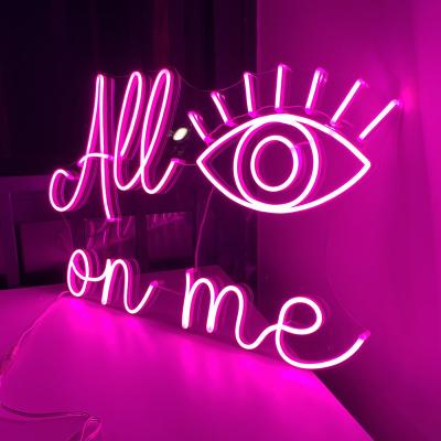 China Eco - Friendly Drop Shipping Led Neon Lights Wedding Party Signs Wall Lamp Eyes All On Me Custom Decorative Sign Board for sale