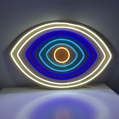 China Eco-friendly Party Shop Window Birthday Wedding Decoration Customs Lead Eye Shape Neon Sign For Me Watching You Wall Lights for sale