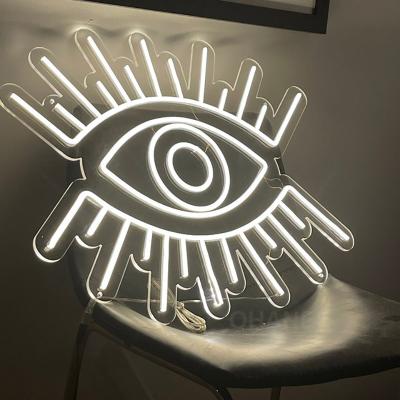 China Custom Eco-Friendly Eye Neon Sign Led Light For Wall Art Decor Bedroom Beauty Shop Good Luck Sign Light for sale