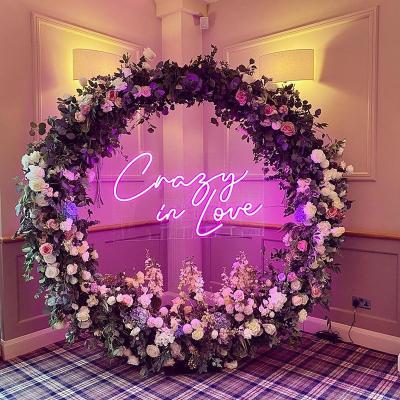 China Long Lasting Custom Wedding Backdrop Garden Deco Engagement Party Event Decoration Crazy In Love Wedding Neon Sign Led Sign Light Gifts for sale