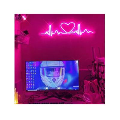 China Professional Eco-friendly Manufacturer Wedding Cardiogram Love Heart Led Neon Sign Bedroom Decorative Wall Light for sale