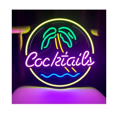 China Eco-friendly Factory Dropshipping Silicon Store Palm Tree Cocktails LED Neon Sign Flexible Neon Lights For Wall Decor for sale