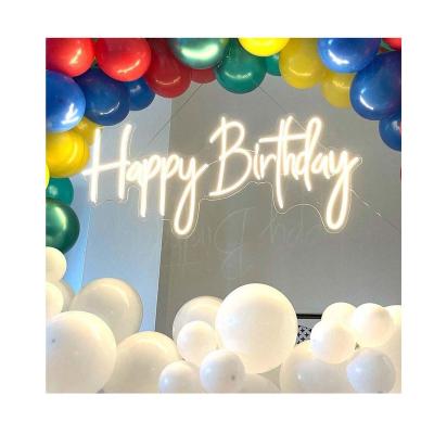 China LANDSCAPE Factory Drop Shipping Clear Acrylic Silicon Led Neon Sign Lights Happy Birthday For Party Wall Decor for sale