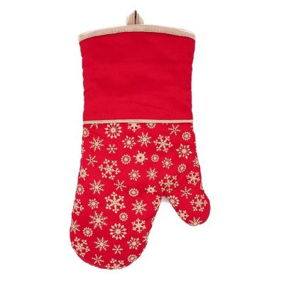 China Non-slip Customizable Printed Silicone Oven Gloves Kitchen Oven Gloves Christmas Theme Insulated Gloves for sale