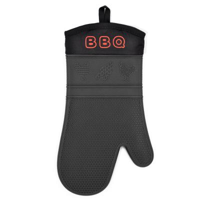 China Wholesale Cotton Oven Mitt Barbecue Gloves Heat Resistant Silicone Oven Glove Non-slip for sale