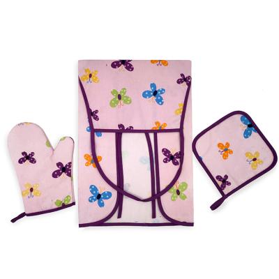 China Oven Mitt Manufacturer Cotton Potholder Non-Slip Wholesale High Quality Custom Apron Cooking Set for sale