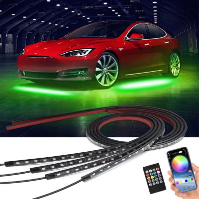 China Auto Industry App Control RGB Car LED Remote Control Strip Light Under Car 60 90 120cm Tube Underglow Underbody System Light for sale