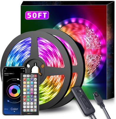 China Smart Flexible Warehouse SMD5050 LED Strip Light 5M LED Lights with App Control 17 Million Colors WiFi RGB Strip Light for sale