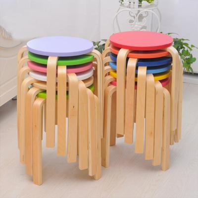 China Modern Simple Creative Bentwood Stackable Small Adults Stackable Round Stool Chairs for sale