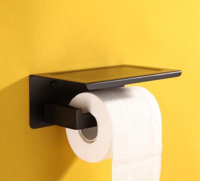 China Viable Wholesale Toilet Paper Holder With Phone Shelf Space Saving 304 Stainless Steel Tissue Holder Storage Shelf Holder With Phone for sale