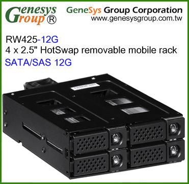 China Aluminum RW425-12G, 12G SATA/SAS Cage, Movable HotSwap 1x5.25