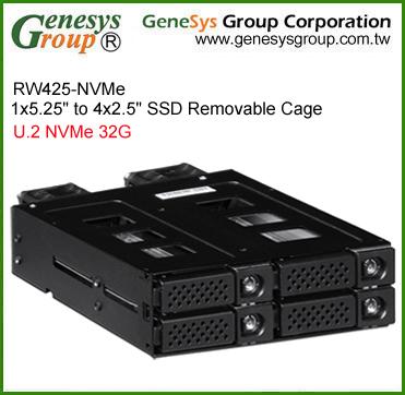 China Aluminum RW425-NVMe, 1x5.25” to 4x2.5” removable SSD cage, mobile hotswap HDD rack for sale