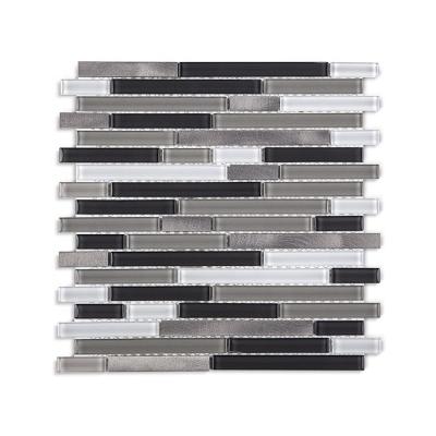 China Latest Design Modern Mixed Stainless Steel Bamboo Strip Moonight Glass Mosaic Wall Tile For Backsplash for sale