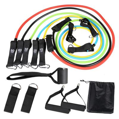 China Strength Training 11 PCS Fitness Tube Workout Bands Resistance Band Set 150 Lbs For Yoga Pilates Exercise for sale