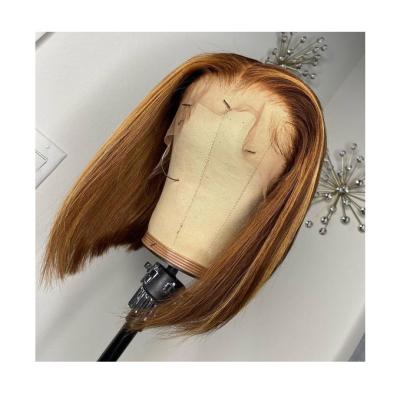 China Ombre Brown 4/27 Ombre Brown Silky Straight Unprocessed Straight Frontal Wigs Full Lace Human Hair Free Sample Secondary Wave Bob Wigs for sale