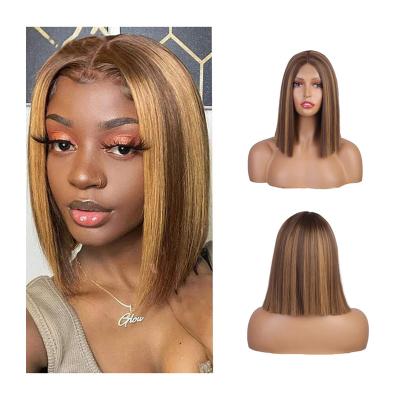 China Straight Headband 100% Mixed Ombre Color T4/27 Short Lace Virgin Brazilian Hair Wigs Bob Wigs For Women for sale