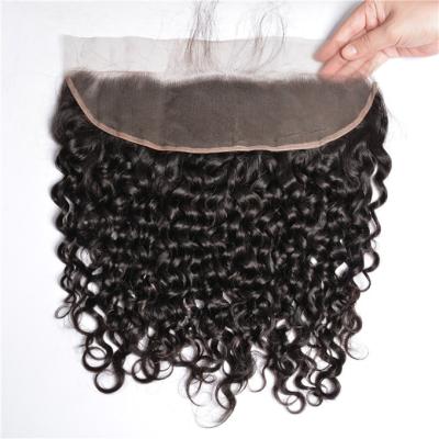 China Cheap 100% Natural Virgin Hair Water Wave Cuticle Aligned Lace Front Lace Frontal Closure Lace Frontal Closure for sale