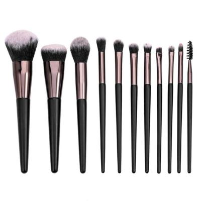 China Angular Blush Custom 2021 11 Pieces Ultimate Luxury Black Powder Brush Eyeshadow Brush Makeup For Girls for sale