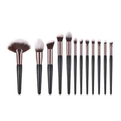 China Angular Blush 2021 High Quality 12PCS Professional Makeup Brushes, Private Label Eye Eyeshadow Base Black Wood Makeup Brush for sale