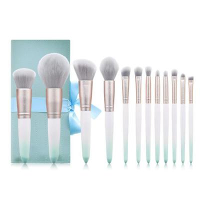 China Angular Blush 2021 Logo 12pcs Makeup Brush Custom Made High Quality Synthetic Vegan Brush Set for sale