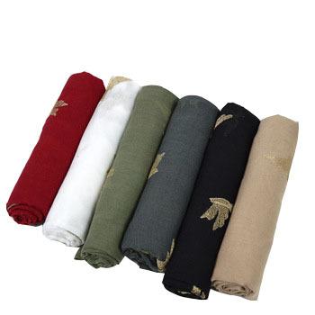 China Cotton factory latest cheap gold thread goose stoles embroidery wild hijab scarf for sale