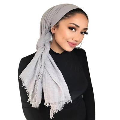 China High quality pure muslim islamic headwear cotton wholesale color style hijab Arab women fold ladies cotton other scarf for sale