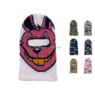 China JOINT Embroidery Logo Full Face Cover 3 Hole Rose Balaclava Custom Designer Knit Hat Beanie Ski Mask for sale