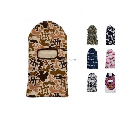 China JOINT Embroidery Logo Full Face Cover 3 Hole Pink Hitters Bandit Balaclava Custom Designer Knit Hat Beanie Ski Mask For Man for sale