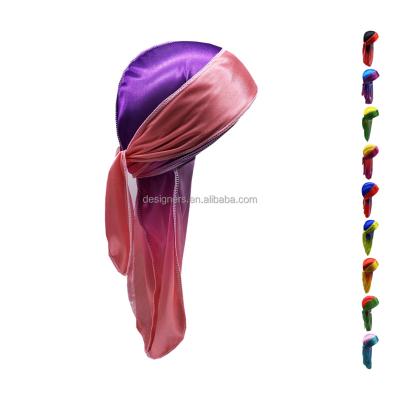 China Wholesale Breathable Silky Luxury Gradient Durag Breathability Shinning Waves Doo Rags Durag For Men for sale