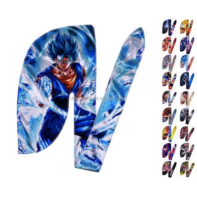 China Customized Breathable Designer Silky Velvet Polyester Breathable Hoods Set Cartoon Anime Durag For Men for sale