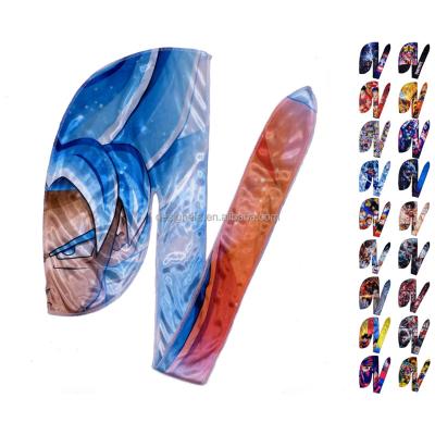 China Hot Sale Breathable Silky Polyester Breathable Designer Cowls Wave Hat Head Wraps Seller Cartoon Anime Doo Rags Durag For Men for sale