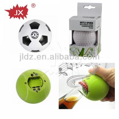 China Sustainable Music Bottle Opener With Basketball, Golf Ball, Soccer Tennis Ball Shape for sale