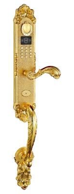 China 24K Gold Finish High Quality Brass Fingerprint Door Lock with Password and IC Card for sale