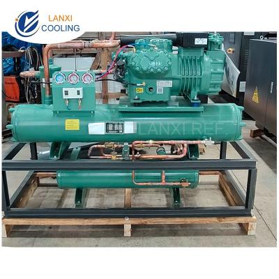 China 40HP Bitzer Low Temperature Compressor Condensing Unit with Water Cooled Condenser for Durian Factory Cold Storage for sale