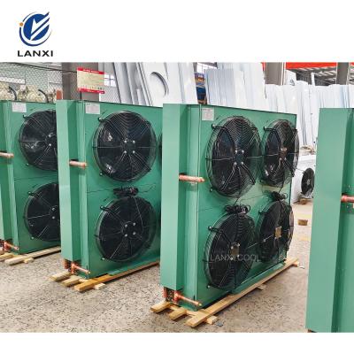 China Factory Price Four Fans Air Cooled Condensing Unit Low Temperature Condenser  Aluminum Finned Heat Exchanger for sale