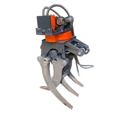 China Building Material Stores Excavator Stump Grapple Log Spinning Grapple Excavator Attachments for sale