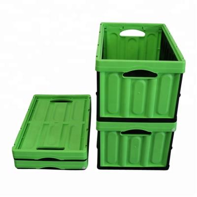 China Eco-friendly QS Pleat Container Plastic Box Blue Colored Collapsible Plastic Pretty For Clothing Shoe Storage for sale