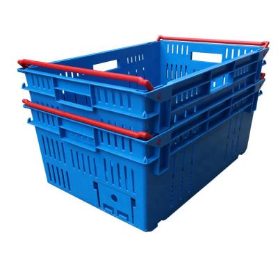 China Nested And Stacked Household And Plastic Material Plastic Basket Crates For Fruits And Vegetables for sale