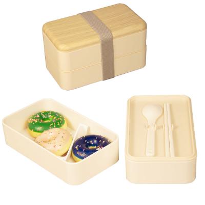 China QS Stackable Storage Boxes Food Grade Material 2 Layer Food Container Plastic Bento Lunch Box for sale